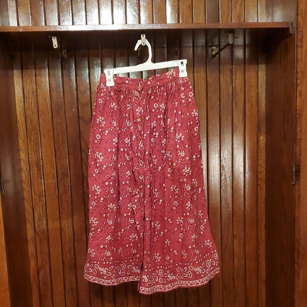 EDDIE BAUER SIZE 4 Floral Flannel Like Rust Skirt